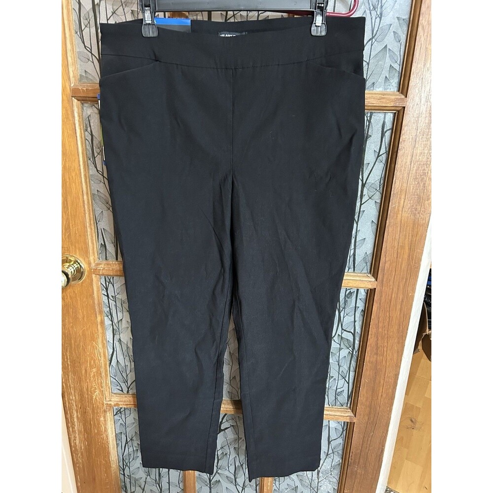 NWT Women's Hilary Radley Pull On Mid Rise Slim Leg Tummy Control Black Pant, L